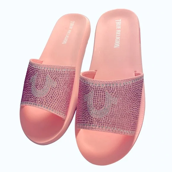 Rhinestone Sandals True Religion Rhinestone Slides True Religion